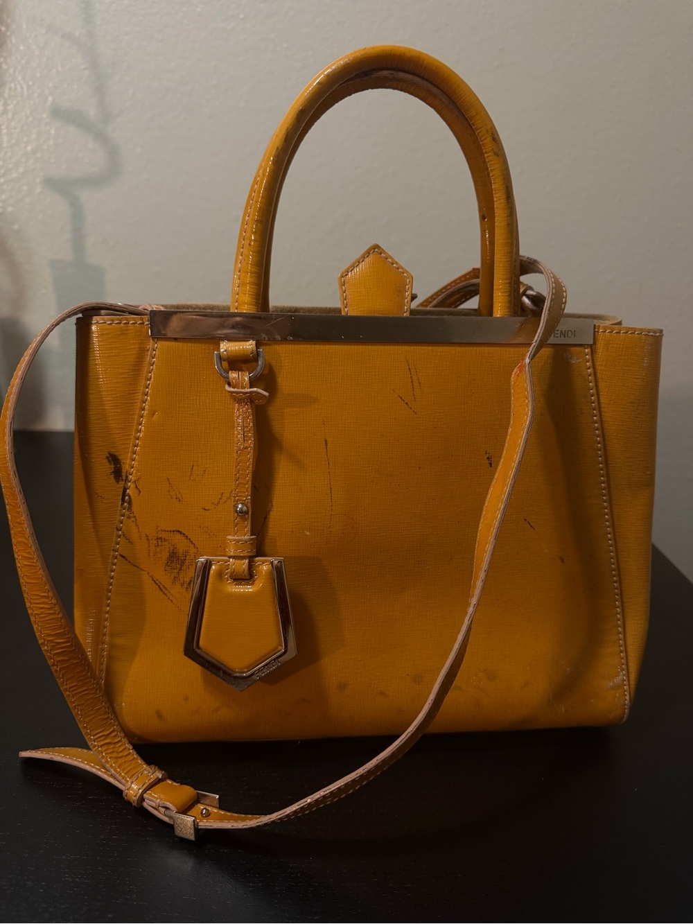 Fendi Mustard Yellow Leather Satchel with Top Handle